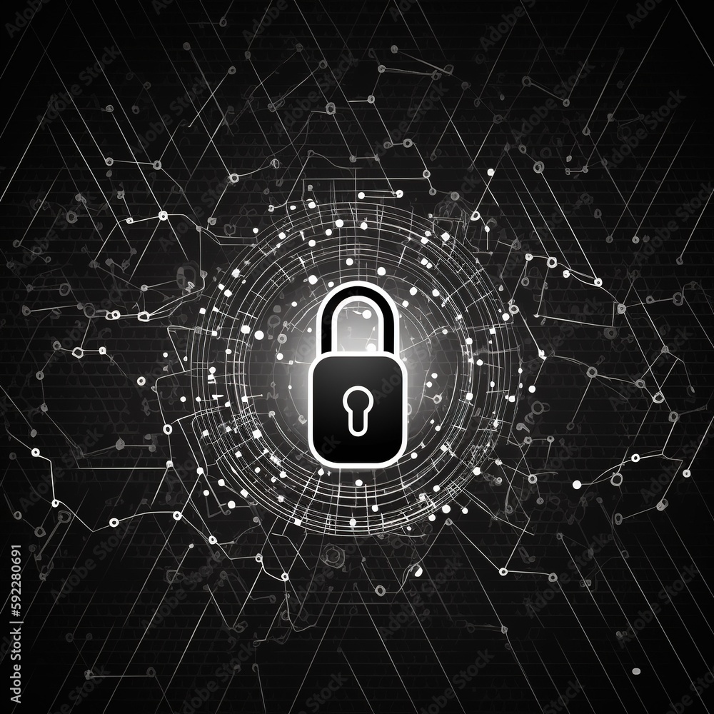 Aufkleber cybersecurity and data protection, internet network security, and defense against cyberattack. gener