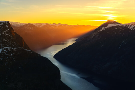 Sunset fjord