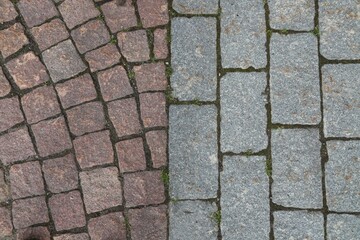 Sidewalk ground made of bricks