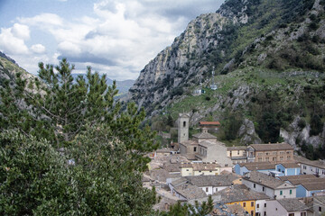 Pioraco medieval village in the marche region, Italy