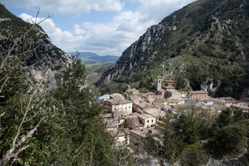 Pioraco medieval village in the marche region, Italy