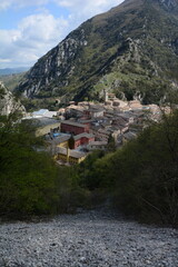 Fototapeta na wymiar Pioraco medieval village in the marche region, Italy