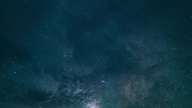 Delta Aquarids Meteor Shower and Milky Way Galaxy Clouds 50mm South Southwest Sky Zoom In Over Mt Whitney Sierra Nevada California USA Time Lapse