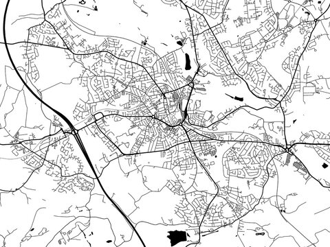 A vector road map of the city of  Barnsley in the United Kingdom on a white background.
