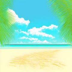 Fototapeta na wymiar Beach background with palm trees. Generative AI