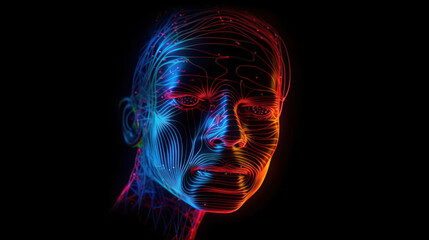  3d line wallpaper background of colourful neon face