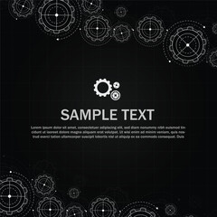 Abstract futuristic Cog Gear Wheel with arrows on dark  color background. with Vector illustration gear wheel, Hi-tech digital technology and engineering, digital telecom technology concept.