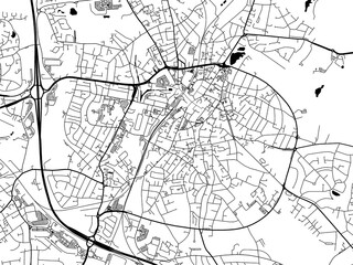 A vector road map of the city of  Walsall in the United Kingdom on a white background.
