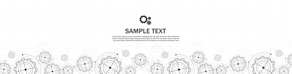 Abstract futuristic Cog Gear Wheel with arrows on white paper background. with Vector illustration gear wheel, Hi-tech digital technology and engineering, digital telecom technology concept.