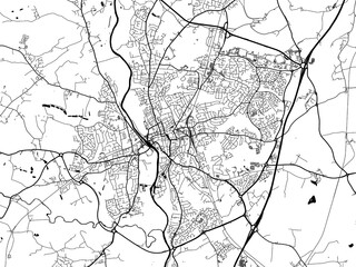 A vector road map of the city of  Worcester in the United Kingdom on a white background.