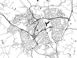A vector road map of the city of  Redditch in the United Kingdom on a white background.