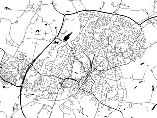 A vector road map of the city of  Horsham in the United Kingdom on a white background.