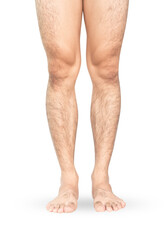 Closeup legs men skin and hairy for health care concept