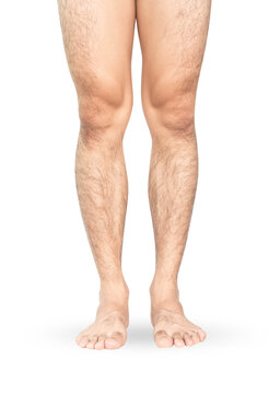 Closeup legs men skin and hairy for health care concept