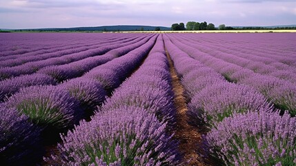 Fototapeta na wymiar A vast, open field of lavender in full bloom, stretching out to the horizon.
