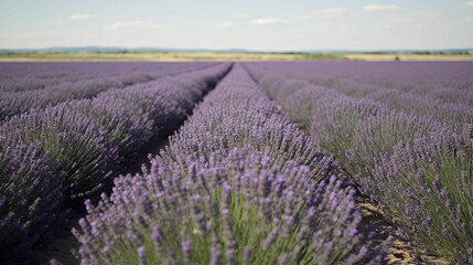 Obraz premium A vast, open field of lavender in full bloom, stretching out to the horizon.