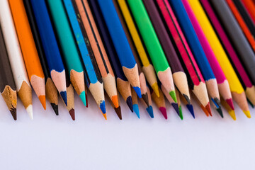color pencils on white background