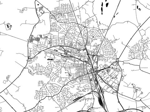 A vector road map of the city of  Crewe in the United Kingdom on a white background.