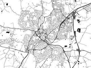 A vector road map of the city of  Chelmsford in the United Kingdom on a white background.