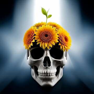 caveira, girassol, planta