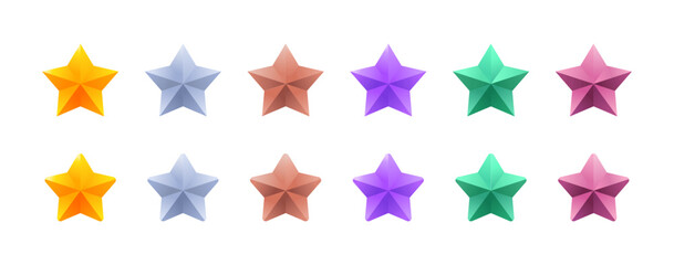 Set of metallic colored stars. Perfect for achievements. Two styles.