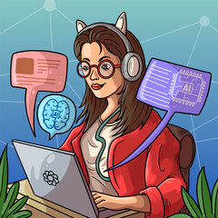 women use chat gpt illustration