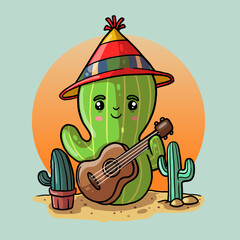 little cactus play guitar celebrate festa junina