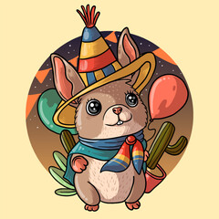 cute rat celebrate festa junina