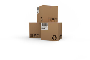 Stack of brown cardboard courier boxes