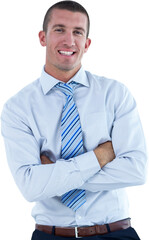 Portrait of smiling businessman standing arms crossed