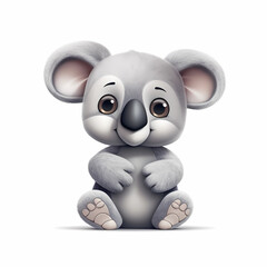 Baby Koala Cartoon Isolated On White Background. Generative AI