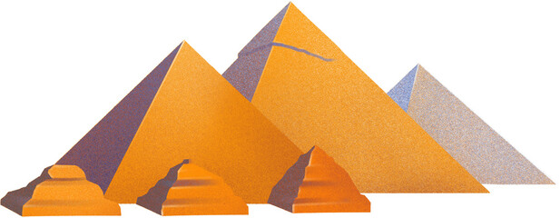 Pyramid complex of Giza in a digital airbrushing style. - obrazy, fototapety, plakaty