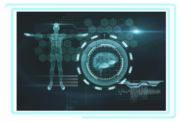 MRI scan of human brain on screen