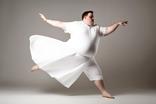 Plus-sized ballet dancer as moves with effortless elegance. Generative AI