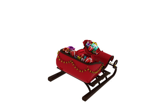 Digital image of Christmas sledge with gift