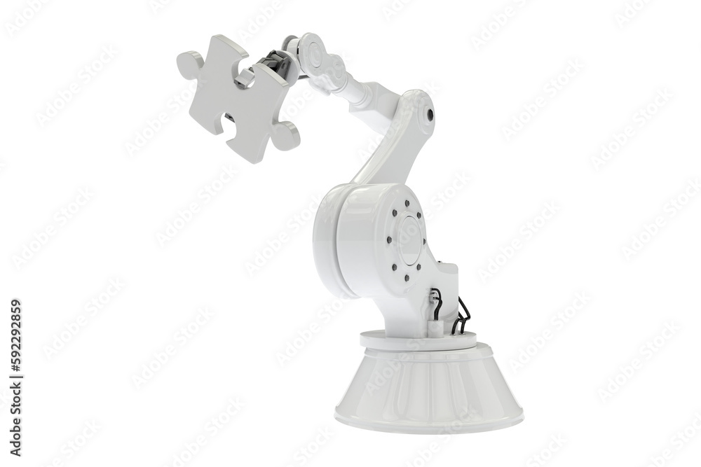 Poster vector image of robot holding jigsaw puzzle