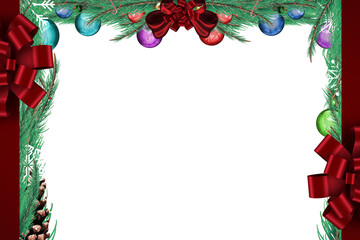 Fir branch frame with decorations