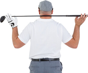 Rear view of golf player holding a golf club