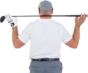Rear view of golf player holding a golf club