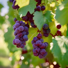 Ripe wine grapes on the vine, wine growing, wine industry, AI generated