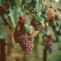 Ripe wine grapes on the vine, wine growing, wine industry