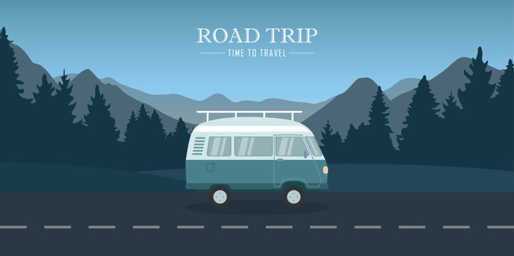 summer haliday road trip with camper van mountain landscape