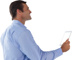 Side view of businessman using digital tablet
