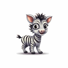 Fototapeta na wymiar Baby Zebra Cartoon Isolated On White Backgound. Generative AI