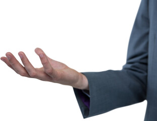 Mid section of a businessman offering a helping hand