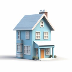 Beautiful House on white background 3d blender Generated by AI
