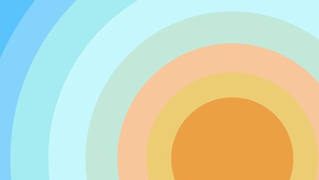 Abstract summer background of a sun gradient with looping animated flat design circular shapes