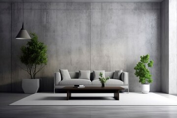 Concrete wall background for lounge and living room interior design, Generative AI