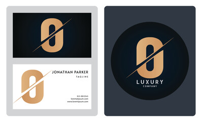 Luxury business card template. Premium letter O logo with luxury business card design. Elegant corporate identity.