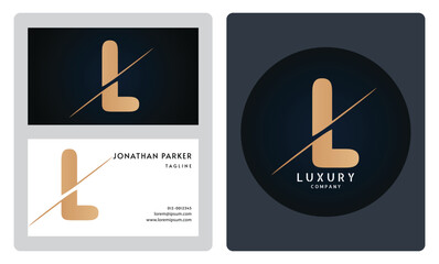 Luxury business card template. Premium letter L logo with luxury business card design. Elegant corporate identity.